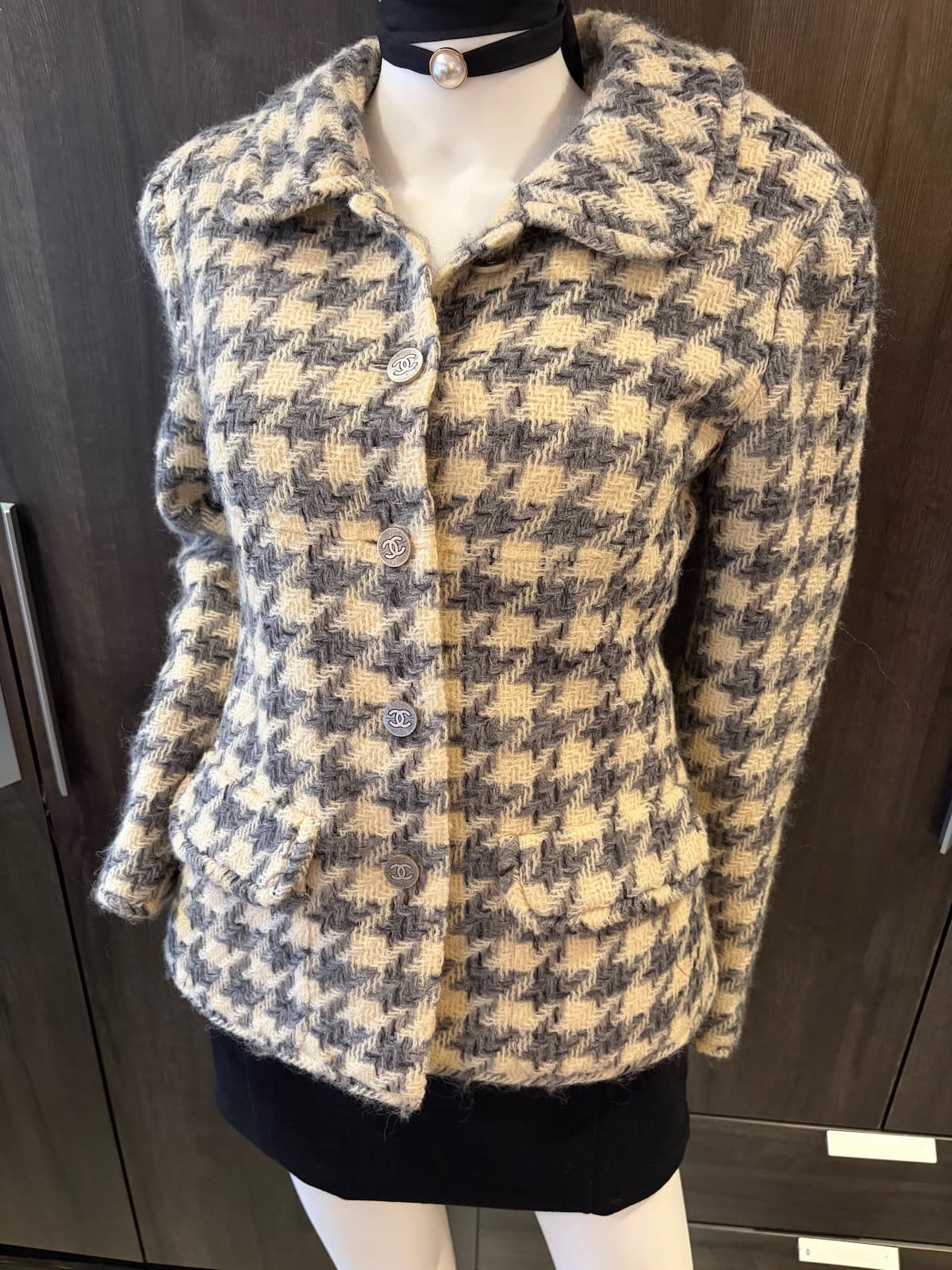 chanel by karl lagerfeld vintage tweed checked jacket fall 1998
