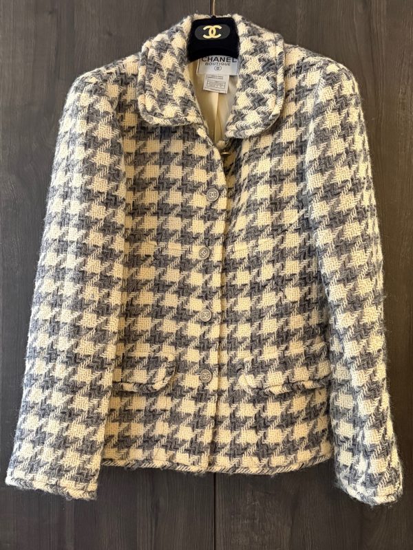 chanel by karl lagerfeld vintage tweed checked jacket fall 1998