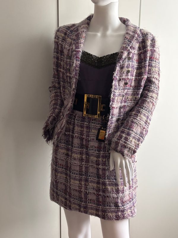 chanel tweed suit jacket and skirt cc logo buttons 05a 2005