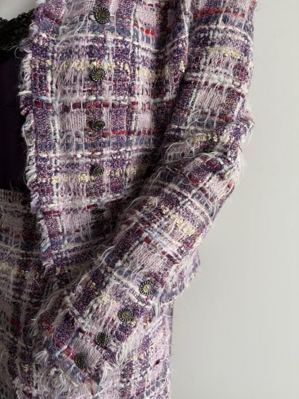 chanel tweed suit jacket and skirt cc logo buttons 05a 2005