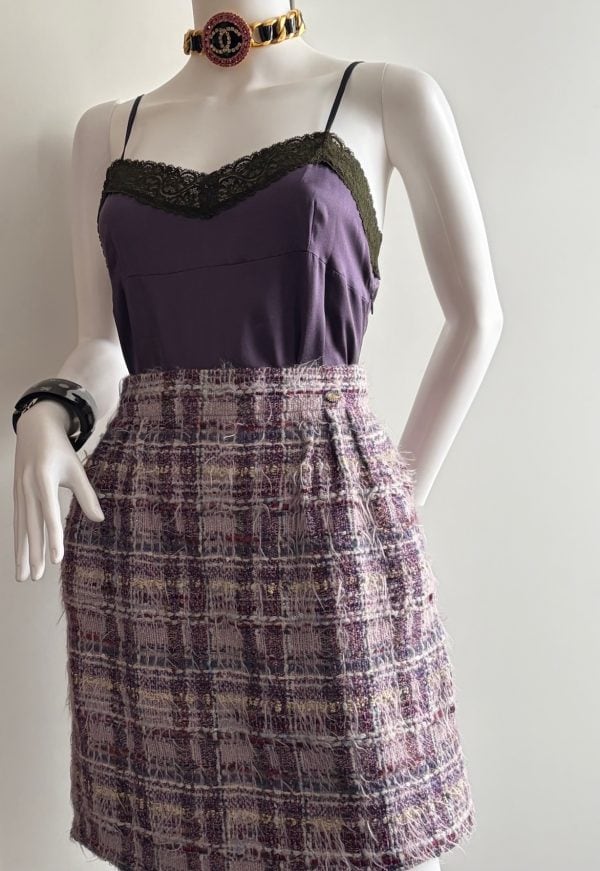 chanel tweed suit jacket and skirt cc logo buttons 05a 2005