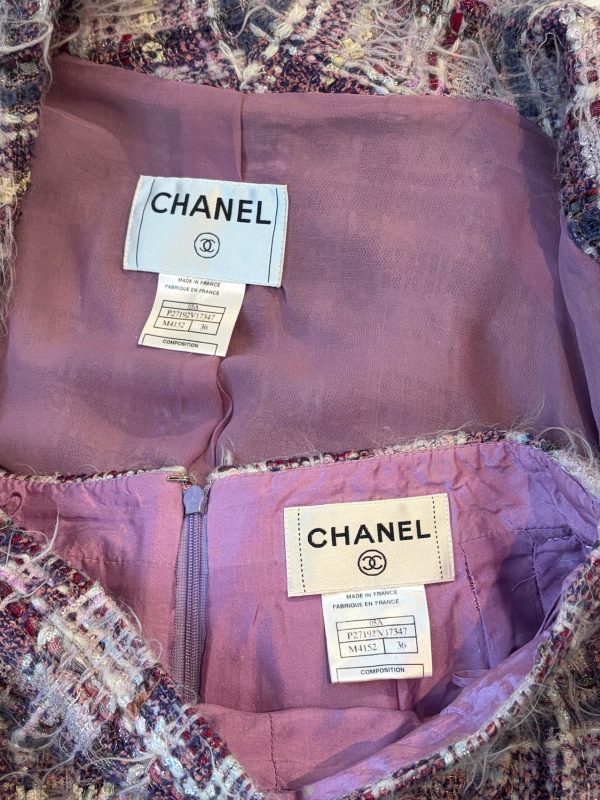 chanel tweed suit jacket and skirt cc logo buttons 05a 2005