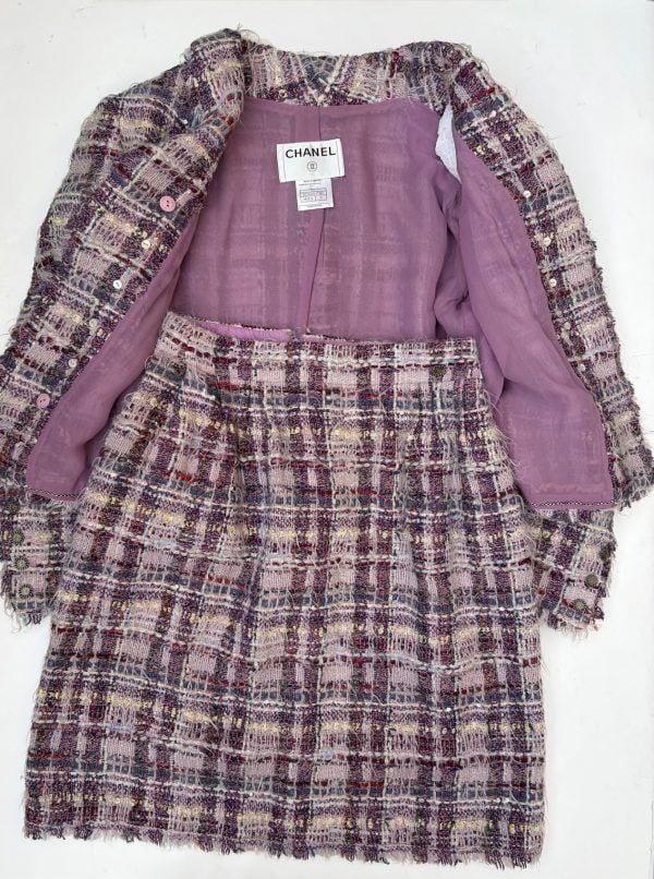 chanel tweed suit jacket and skirt cc logo buttons 05a 2005