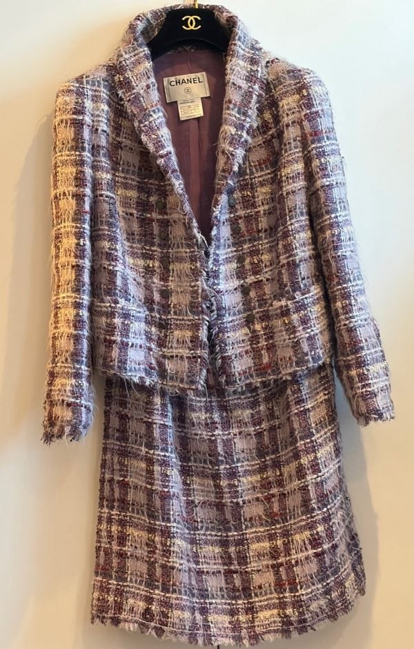 chanel tweed suit jacket and skirt cc logo buttons 05a 2005