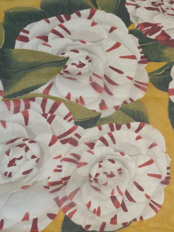 chanel vintage large 133.50 cm silk camellia flower multi scarf shawl c. 1990s