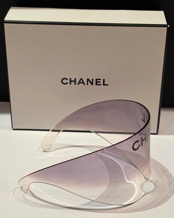 chanel vintage shield sunglasses oversized sporty runway prototype c.1990s