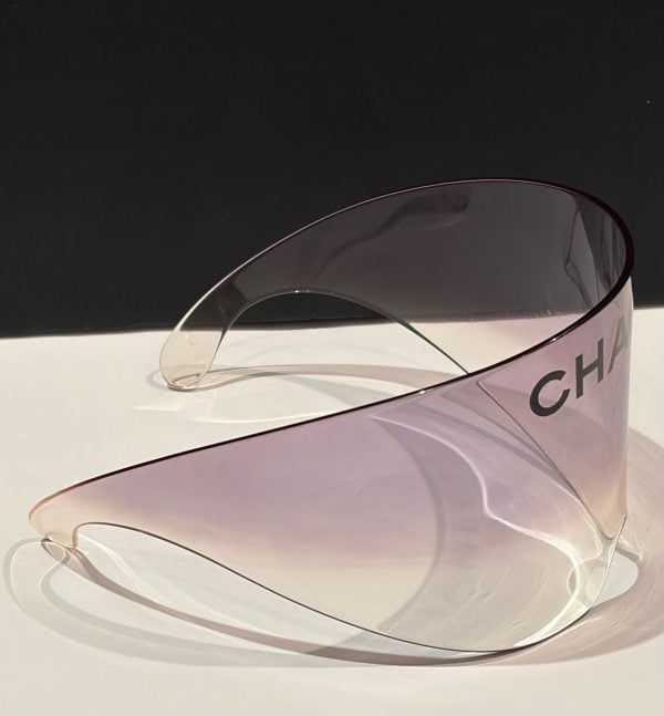 chanel vintage shield sunglasses oversized sporty runway prototype c.1990s