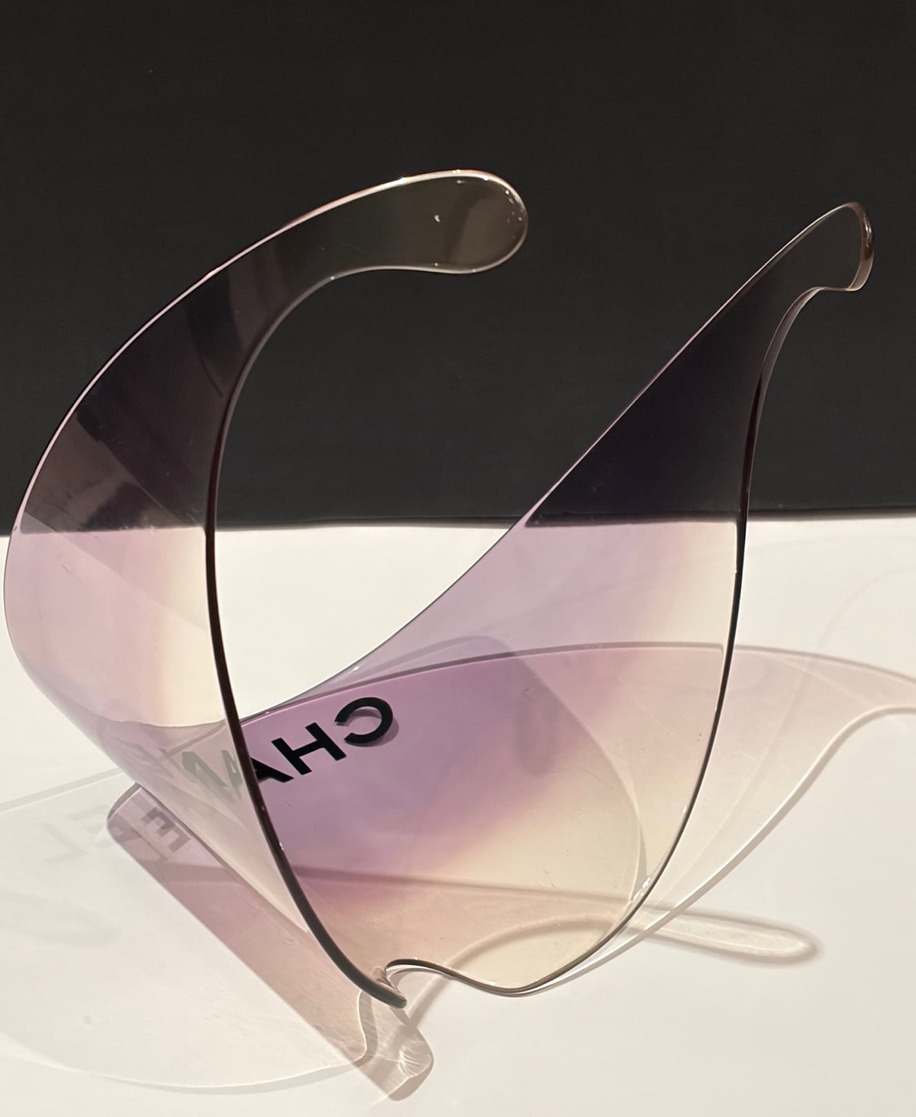 CHANEL Vintage Shield Sunglasses Oversized Sporty Runway Prototype