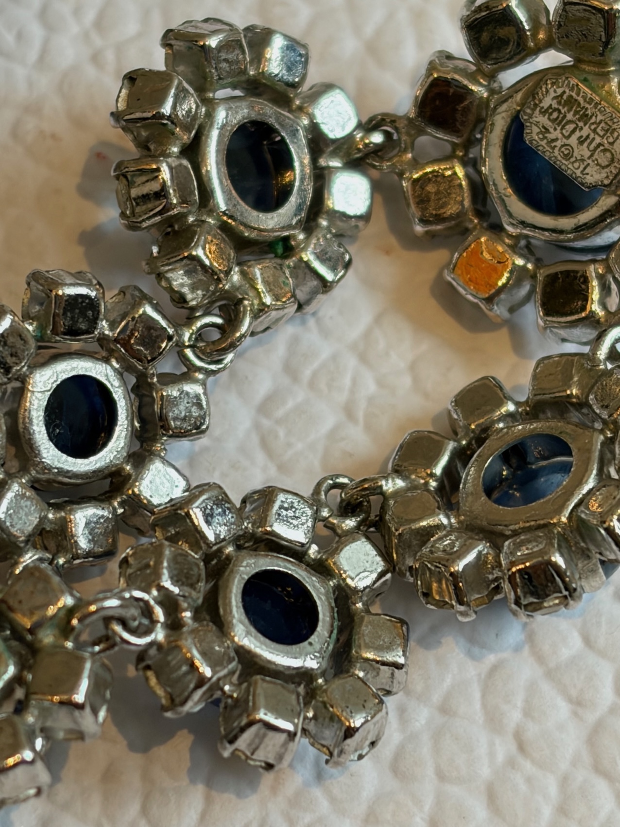 christian dior by marc bohan vintage blue crystals diamanté necklace bracelet set 1972