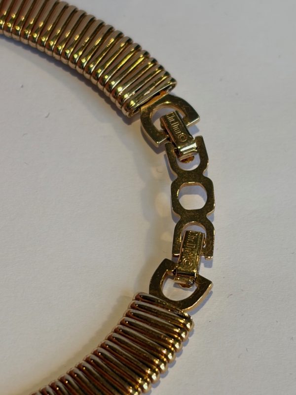 christian dior vintage art déco necklace & earrings set gold and crystals c.1980s