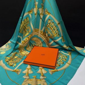 hermÈs silk scarf egypte blue gold by caty latham 1970 w/box