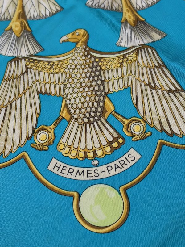 hermÈs silk scarf egypte blue gold by caty latham 1970 w/box