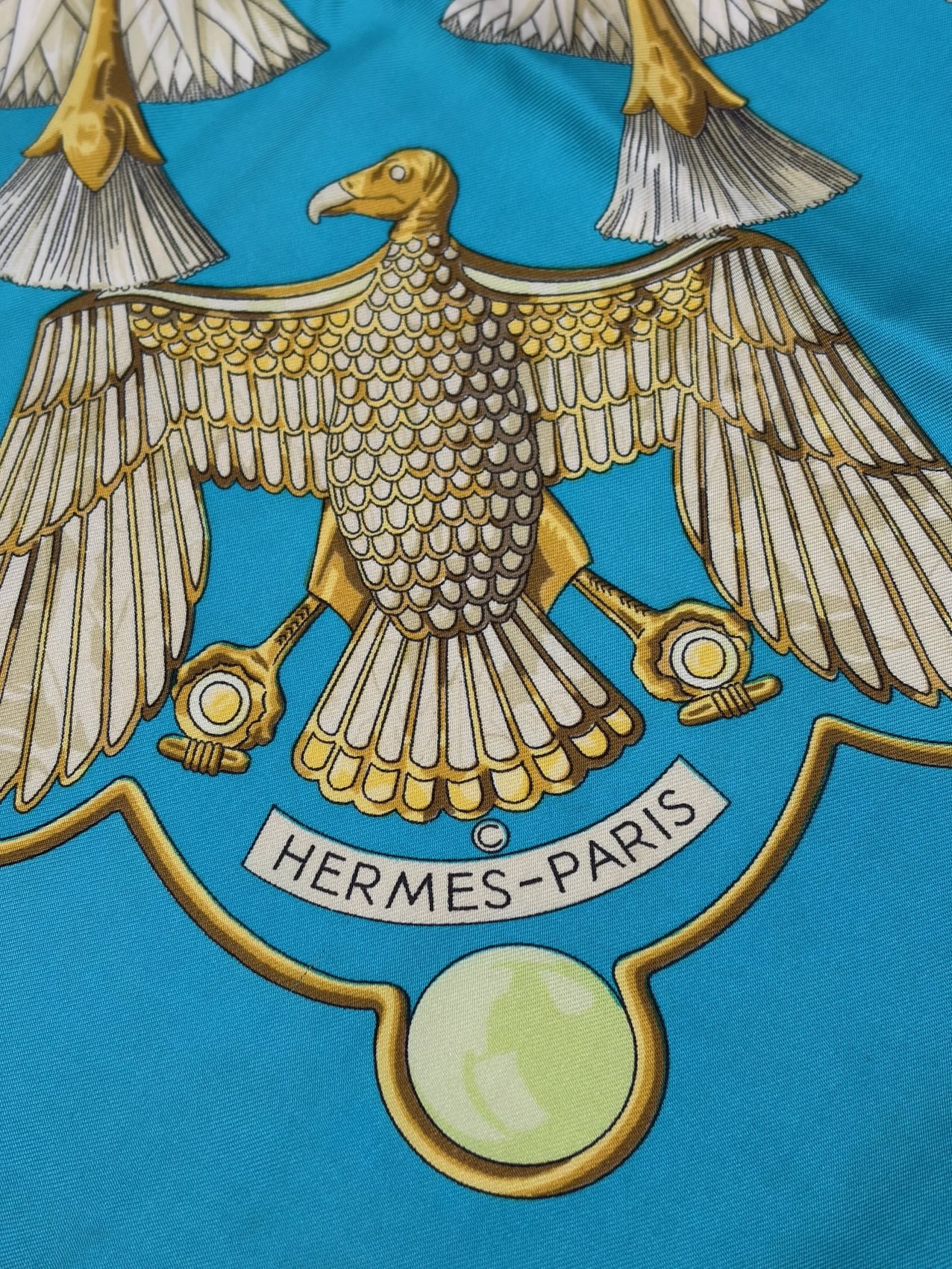 hermÈs silk scarf egypte blue gold by caty latham 1970 w/box