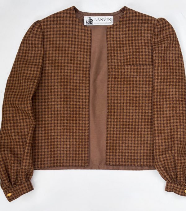 lanvin vintage haute couture 15977 tweed check houndstooth jacket c.1980s