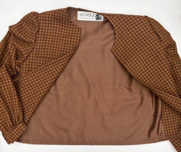 lanvin vintage haute couture 15977 tweed check houndstooth jacket c.1980s