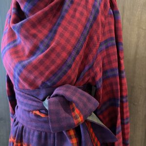 lanvin vintage tartan maxi waistband skirt and puffed top two piece set c.1970