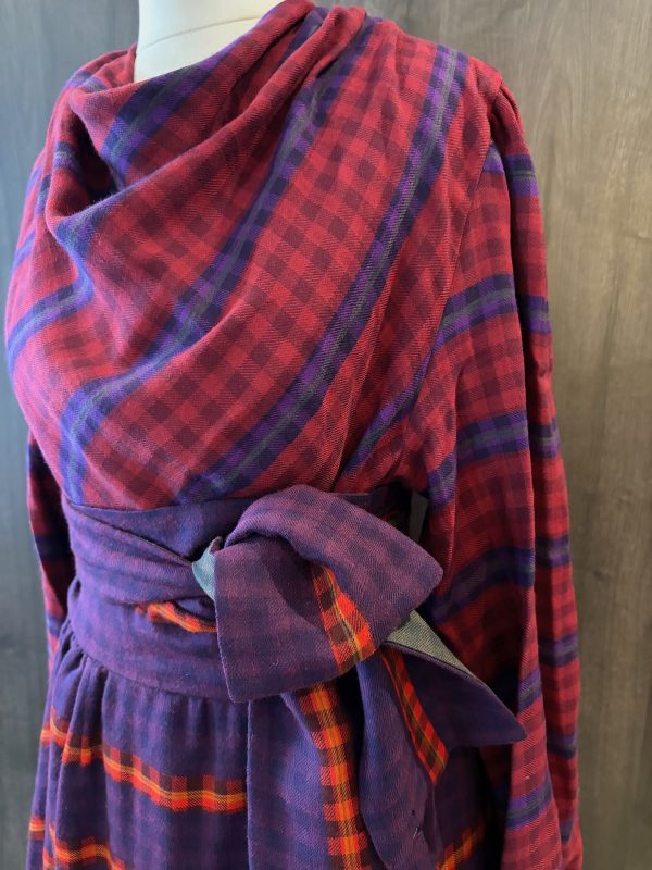 lanvin vintage tartan maxi waistband skirt and puffed top two piece set c.1970