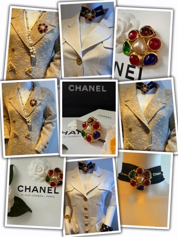 chanel by karl lagerfeld vintage gripoix multi camellia flower brooch collection 26 1991