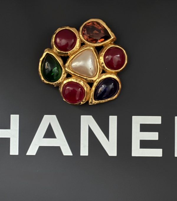 chanel by karl lagerfeld vintage gripoix multi camellia flower brooch collection 26 1991