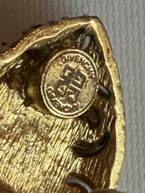 givenchy vintage oval pearl diamanté crystals gold tone earrings c.1980s