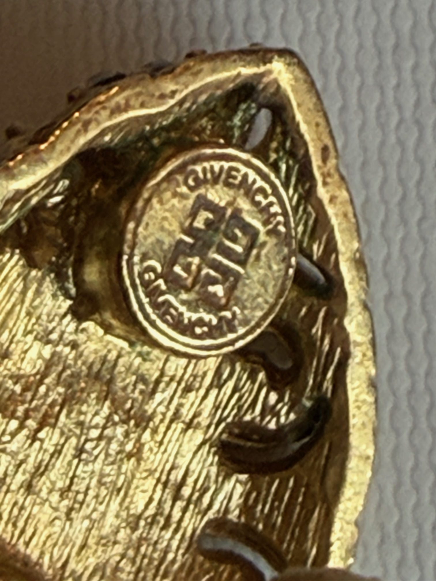 givenchy vintage oval pearl diamanté crystals gold tone earrings c.1980s