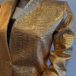 yves saint laurent runway vintage gold lame jacket f/w 1991 92