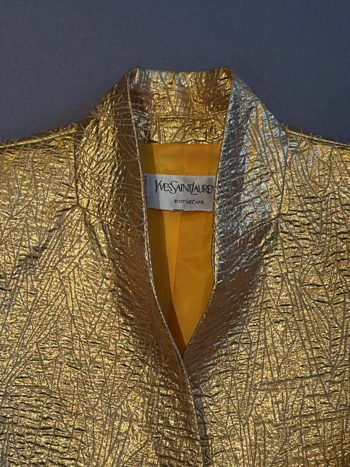 yves saint laurent runway vintage gold lame jacket f/w 1991 92