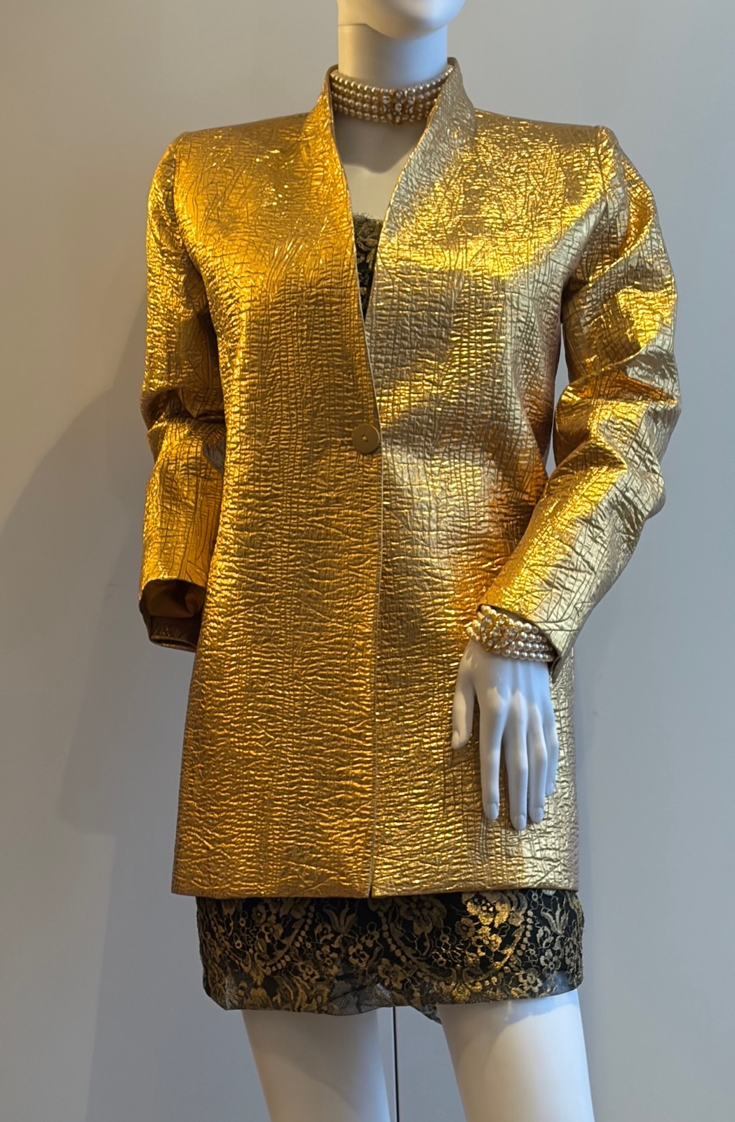 yves saint laurent runway vintage gold lame jacket f/w 1991 92