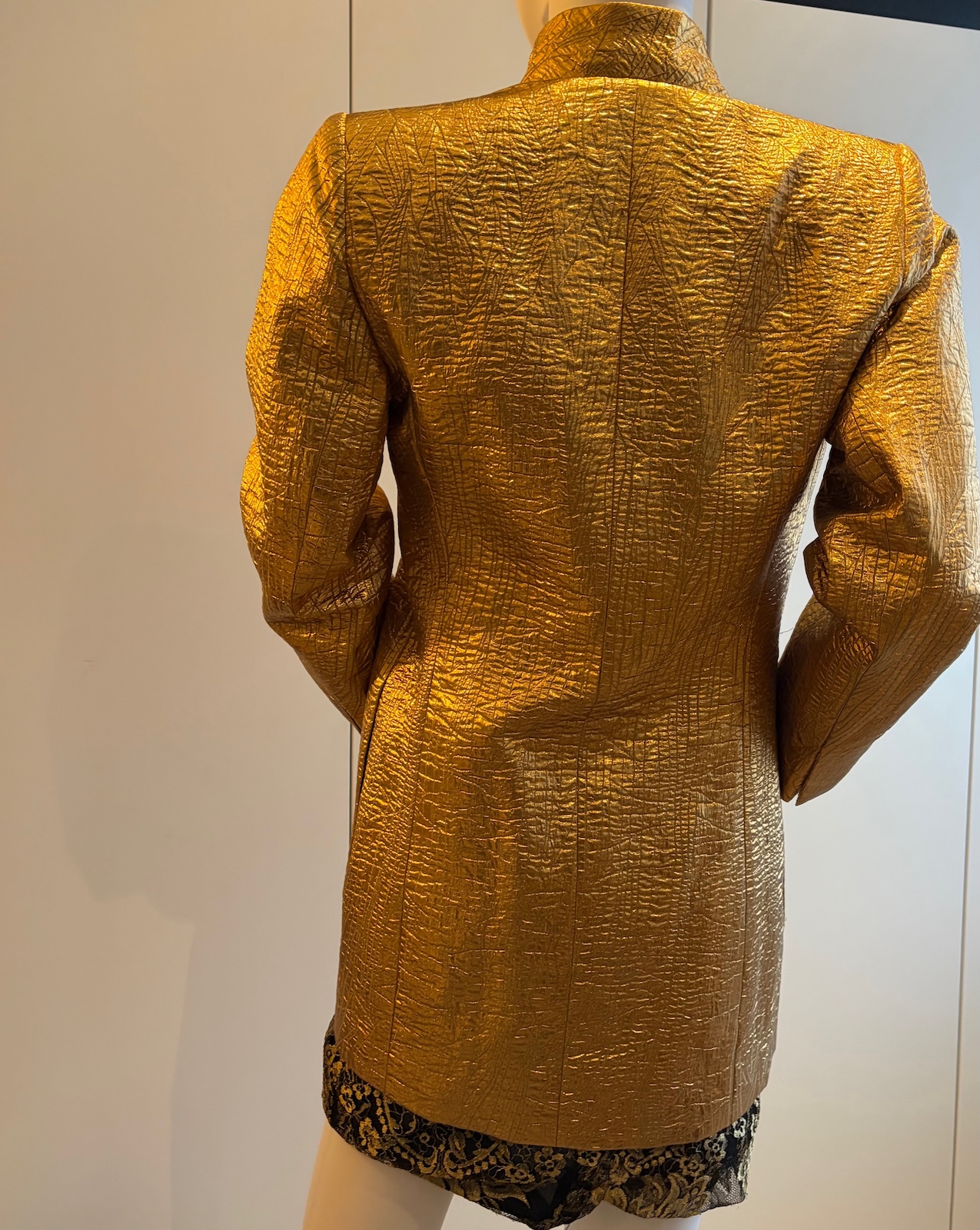 yves saint laurent runway vintage gold lame jacket f/w 1991 92