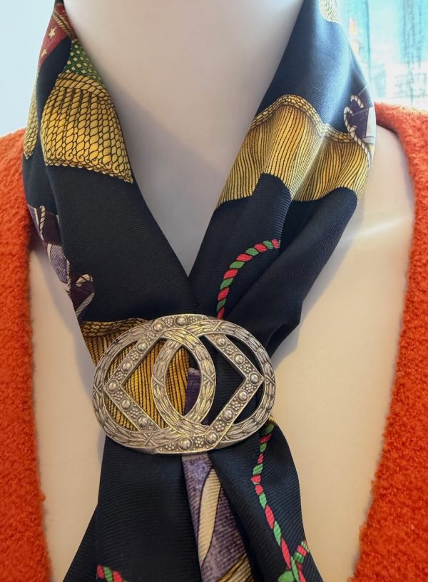 antique art nouveau french engraved scarf ring silver c.1890s