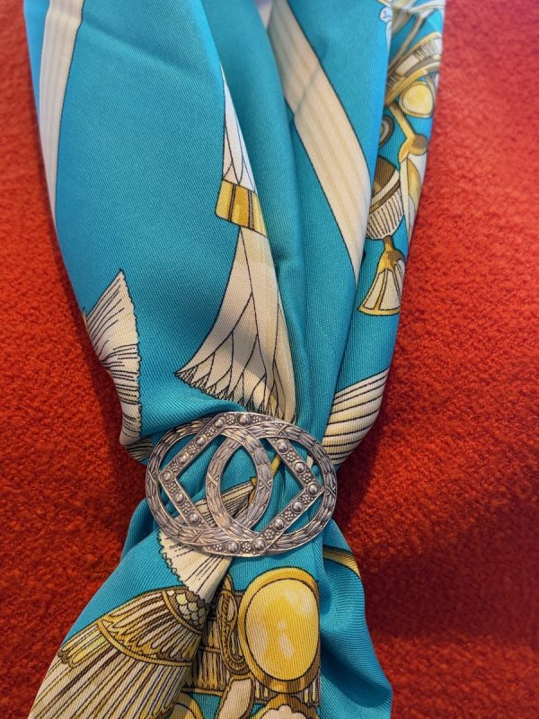 antique art nouveau french engraved scarf ring silver c.1890s