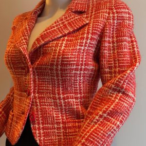 chanel vintage cropped tweed wool logo buttons jacket 1997