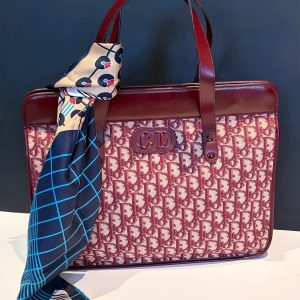 christian dior vintage cd monogram red double shoulder bag c.1990s