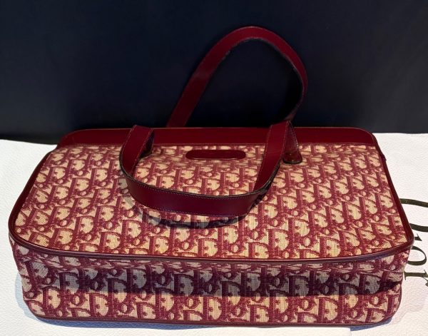 christian dior vintage cd monogram red double shoulder bag c.1990s