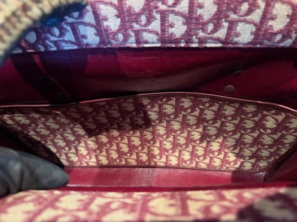 christian dior vintage cd monogram red double shoulder bag c.1990s