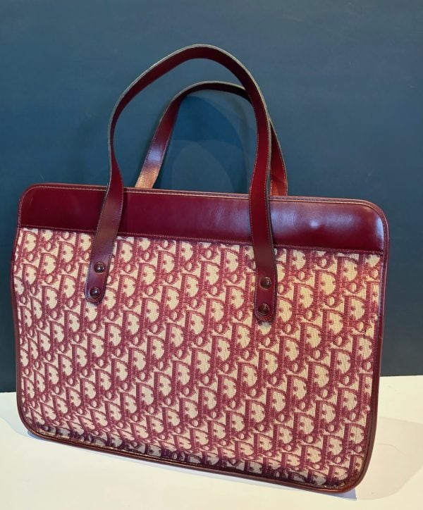 christian dior vintage cd monogram red double shoulder bag c.1990s