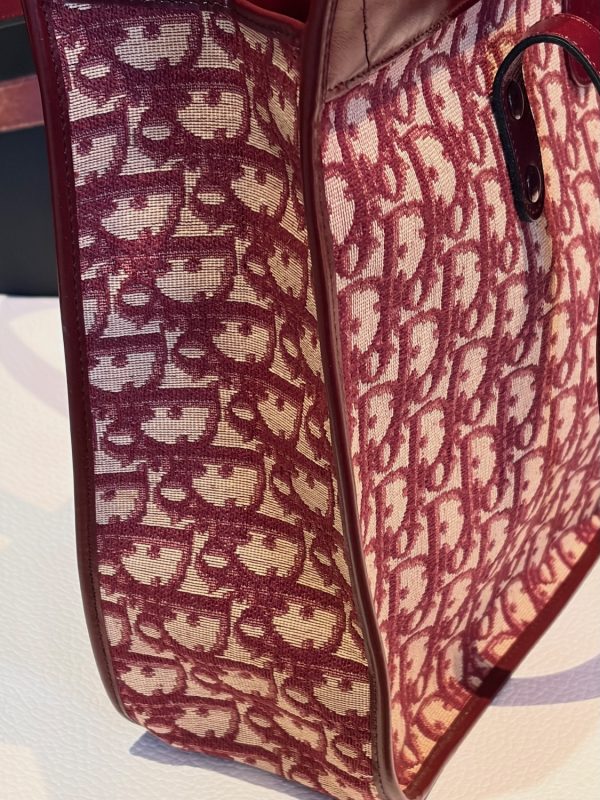 christian dior vintage cd monogram red double shoulder bag c.1990s