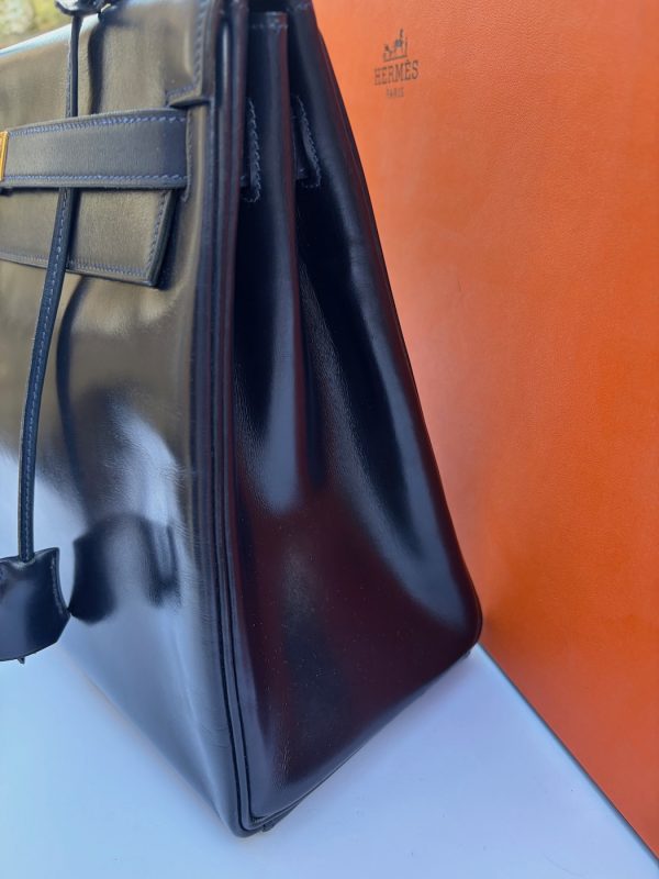 hermÈs 1979 iconic kelly 32 navy blue box leather vintage 24k ghw
