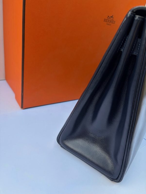 hermÈs 1979 iconic kelly 32 navy blue box leather vintage 24k ghw