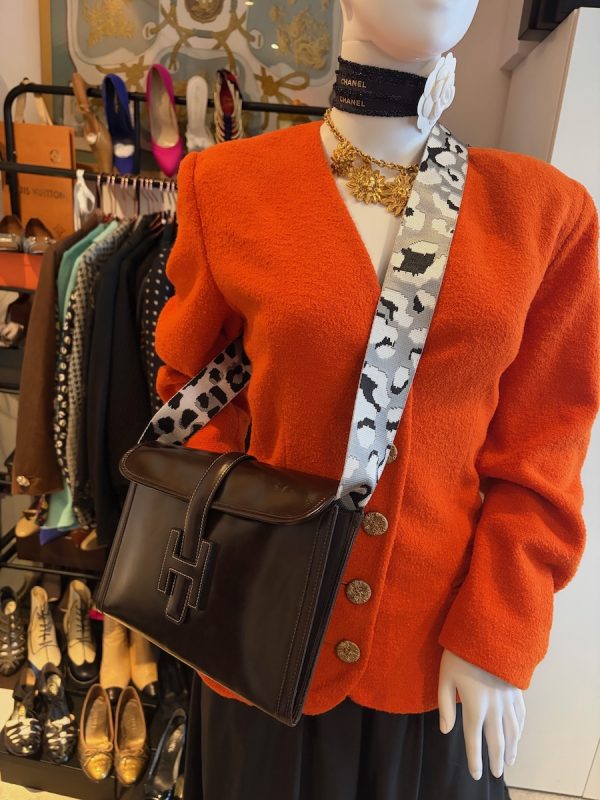 hermÈs vintage jige clutch box leather chocolate brown w/box 1985