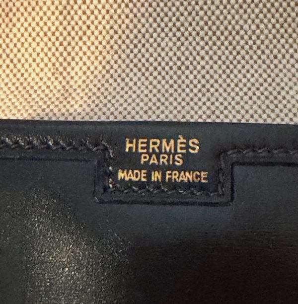 hermÈs vintage jige clutch box leather chocolate brown w/box 1985