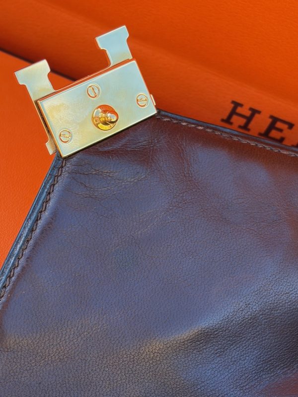 hermÈs vintage rare lydie caiman crocodile(○) stamp brown bag ghw 1981
