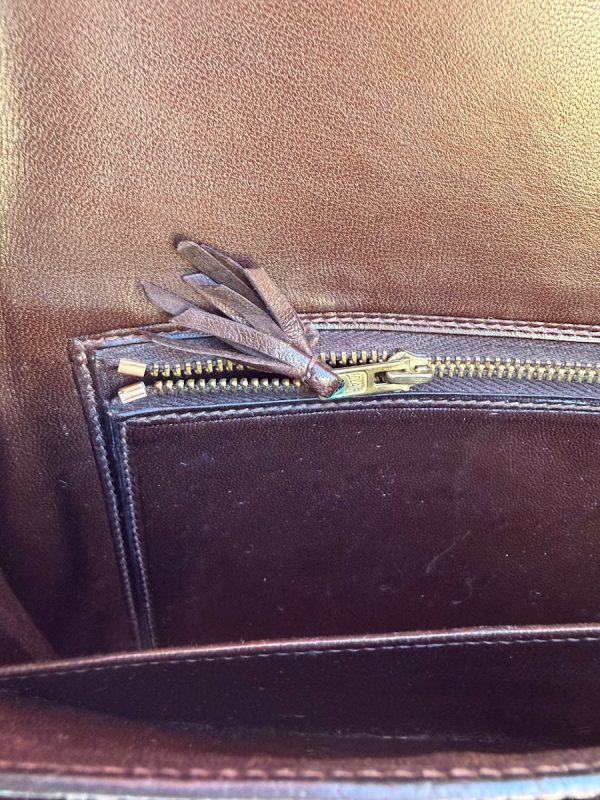 hermÈs vintage rare lydie caiman crocodile(○) stamp brown bag ghw 1981