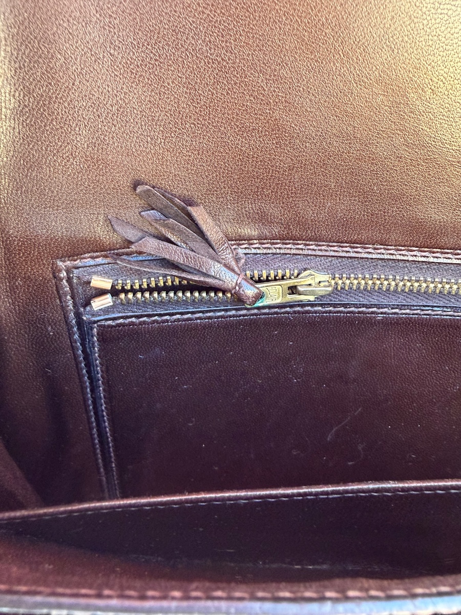 hermÈs vintage rare lydie caiman crocodile(○) stamp brown bag ghw 1981