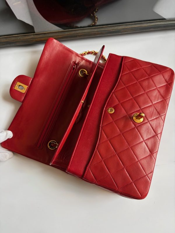 chanel 1984 vintage archival iconic red 2.55 timeless double flap 24k ghw w/box