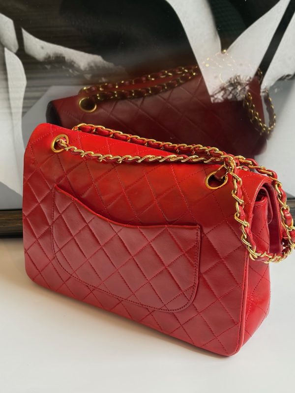 chanel 1984 vintage archival iconic red 2.55 timeless double flap 24k ghw w/box