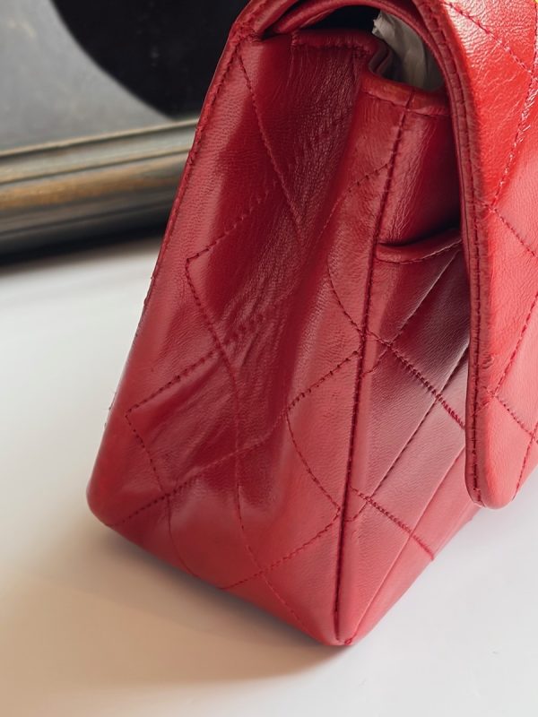 chanel 1984 vintage archival iconic red 2.55 timeless double flap 24k ghw w/box