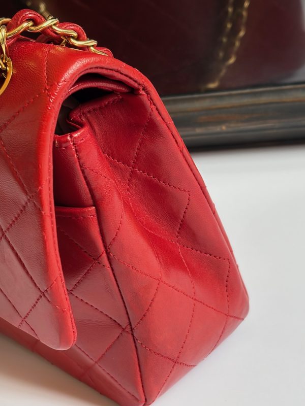 chanel 1984 vintage archival iconic red 2.55 timeless double flap 24k ghw w/box