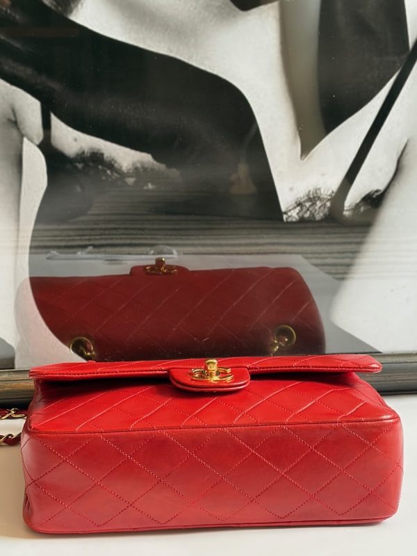 chanel 1984 vintage archival iconic red 2.55 timeless double flap 24k ghw w/box