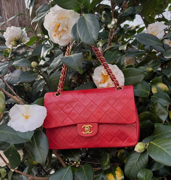 chanel 1984 vintage archival iconic red 2.55 timeless double flap 24k ghw w/box